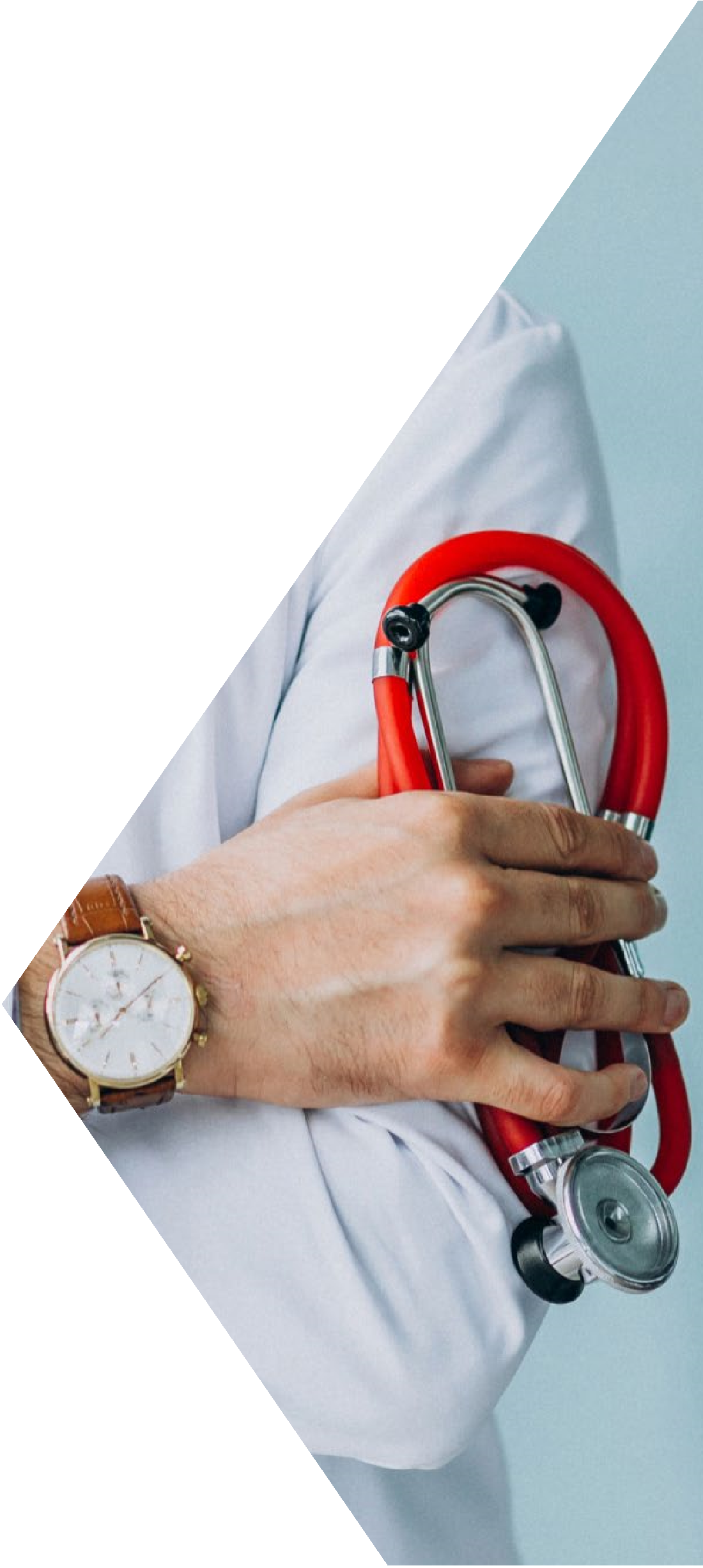 Clinician holding a stethoscope